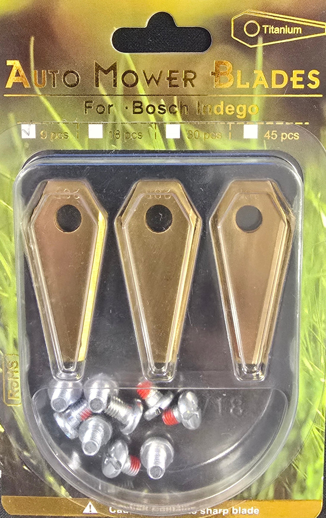 Ersatzmesser für Bosch Indego Mähroboter – 9 Stück mit Schrauben